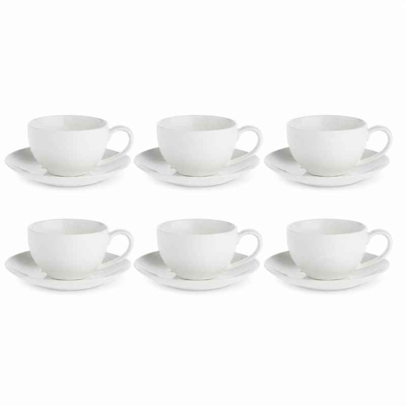 Preview: Teetasse mit Untertasse 220 ml Weiß Set 6 Stück