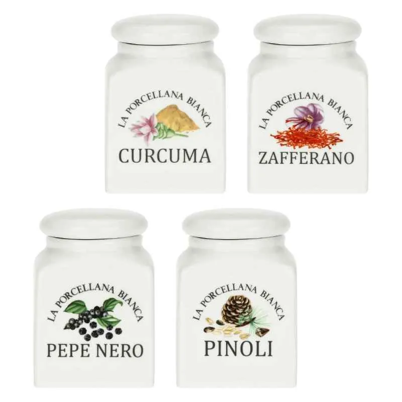 Gewürzdosen-Set 4-teilig Curcuma, Zafferano, Pepe Nero und Pinoli - 0,175 l
