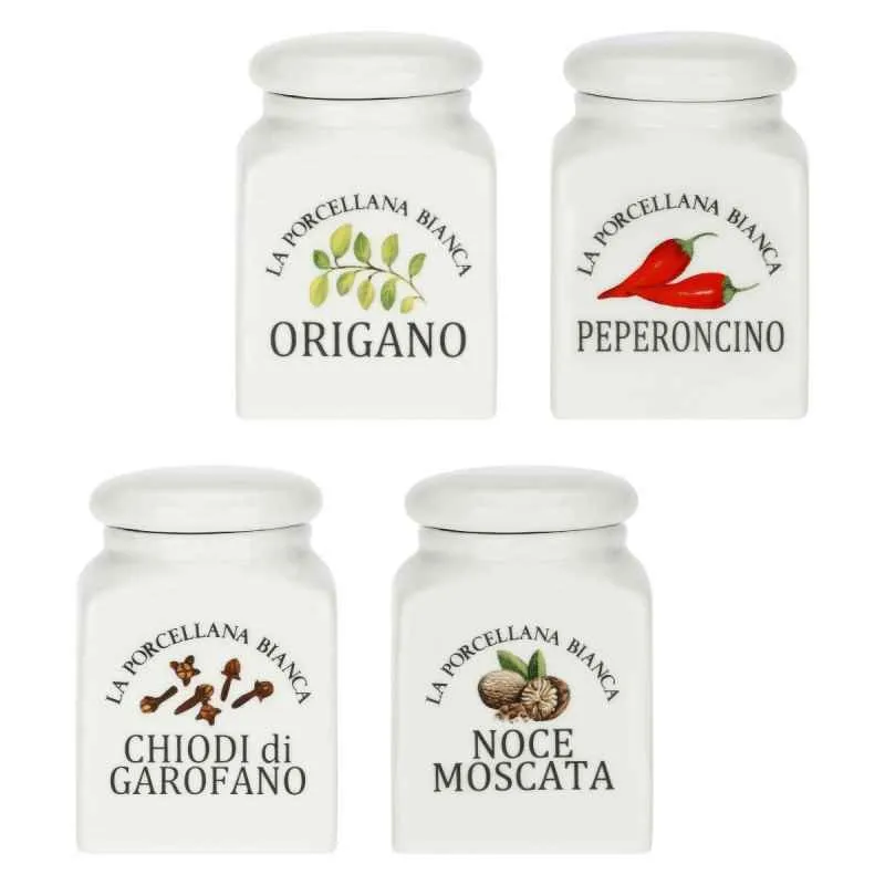 Gewürzdosen-Set 4-teilig Origano, Peperoncino, Chiodi di Garofano und Noce Moscata 0,175 l