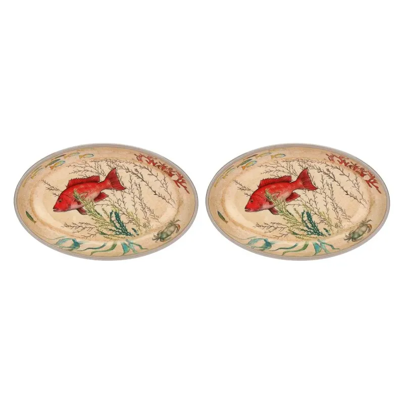 Frühstücksteller / Dessertteller oval 24 x 15 cm Sea Life Set mit 2 Stück