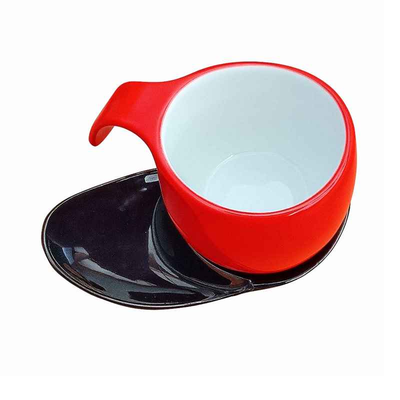 Preview: Espressotasse Vision 4tlg Schwarz / Rot im Farbwechsel