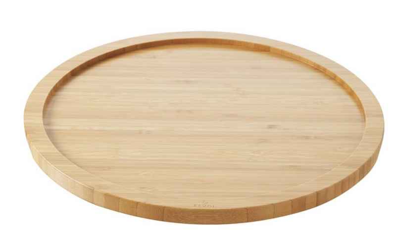 Preview: BAMBUS HOLZTABLETT rund 34 cm FÜR TELLER/ STEAKTELLER 30 cm