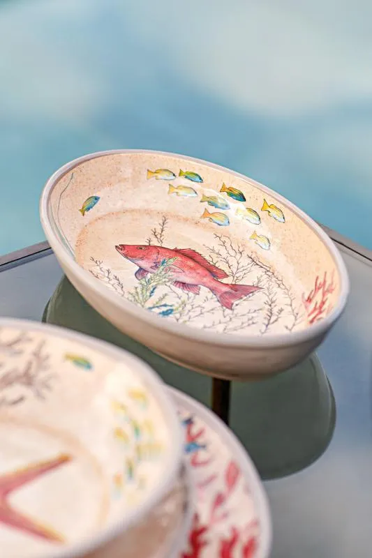 Frühstücksteller / Dessertteller oval 24 x 15 cm Sea Life Set mit 2 Stück