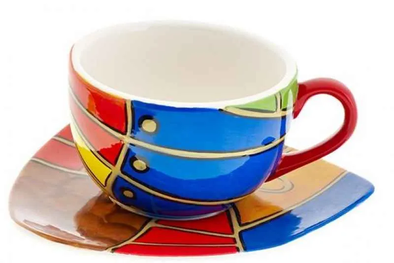 Tasse mit Untere handbemalt “FACE to FACE”