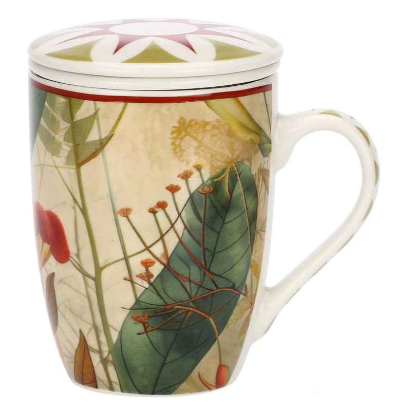 Preview: Teebecher mit Deckel & Filter MIRABILIA 300 ml rot