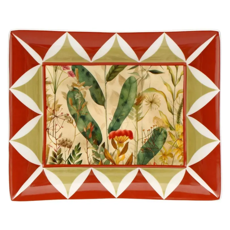 Schale/ Porzellanplatte rechteckig MIRABILIA 16 x 20 cm rot