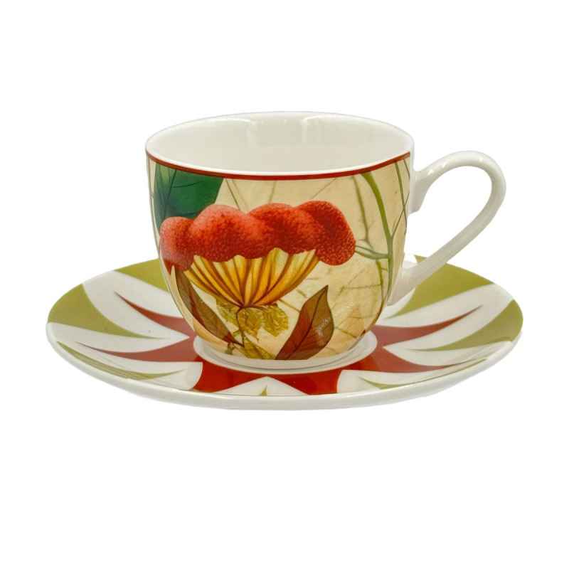 Preview: Espressotassen mit Untertassen 6er Set MIRABILIA 90 ml rot