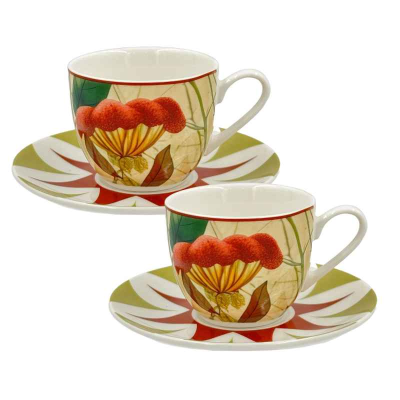 Preview: Espressotassen mit Untertassen 2er Set MIRABILIA 90 ml rot