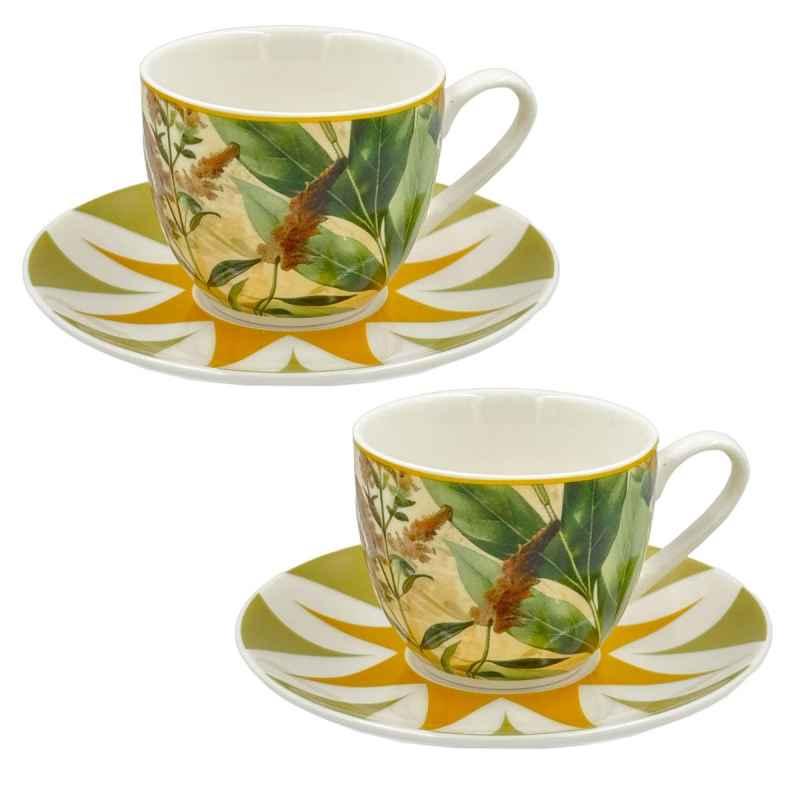 Preview: Espressotassen mit Untertassen 2er Set MIRABILIA 90 ml gelb