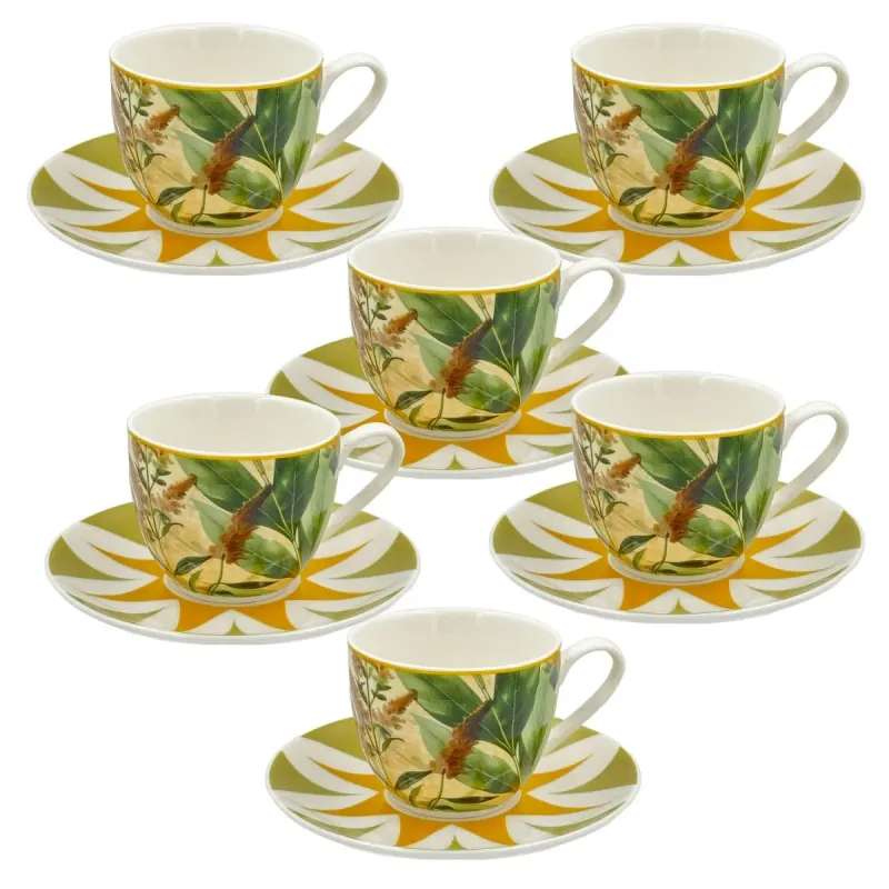 Espressotassen mit Untertassen 6er Set MIRABILIA 90 ml gelb