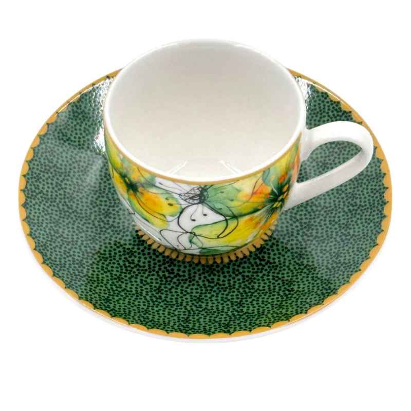 Preview: Espressotassen mit Untertassen 2er Set MIRABILIA 90 ml "Libellula"