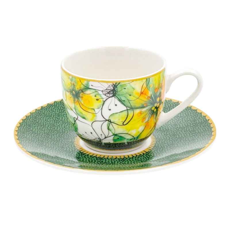 Preview: Espressotassen mit Untertassen 2er Set MIRABILIA 90 ml "Libellula"