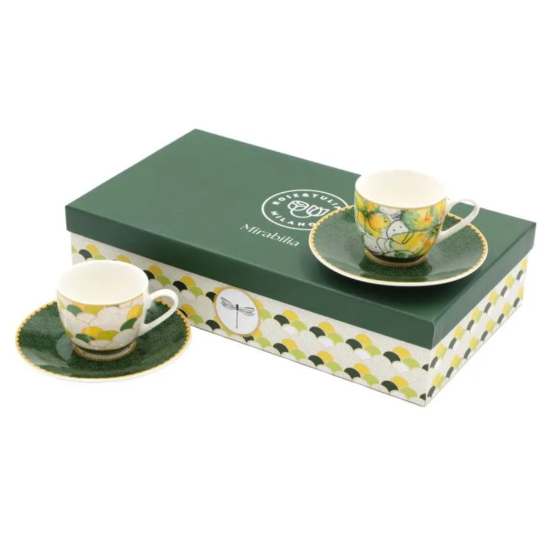 Espressotassen mit Untertassen 2er Set MIRABILIA 90 ml "Libellula"
