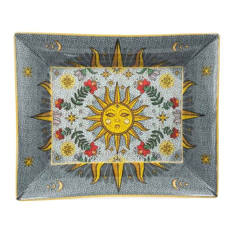 Preview: Schale/ Porzellanplatte rechteckig MIRABILIA 16 x 20 cm „Sole & Luna“