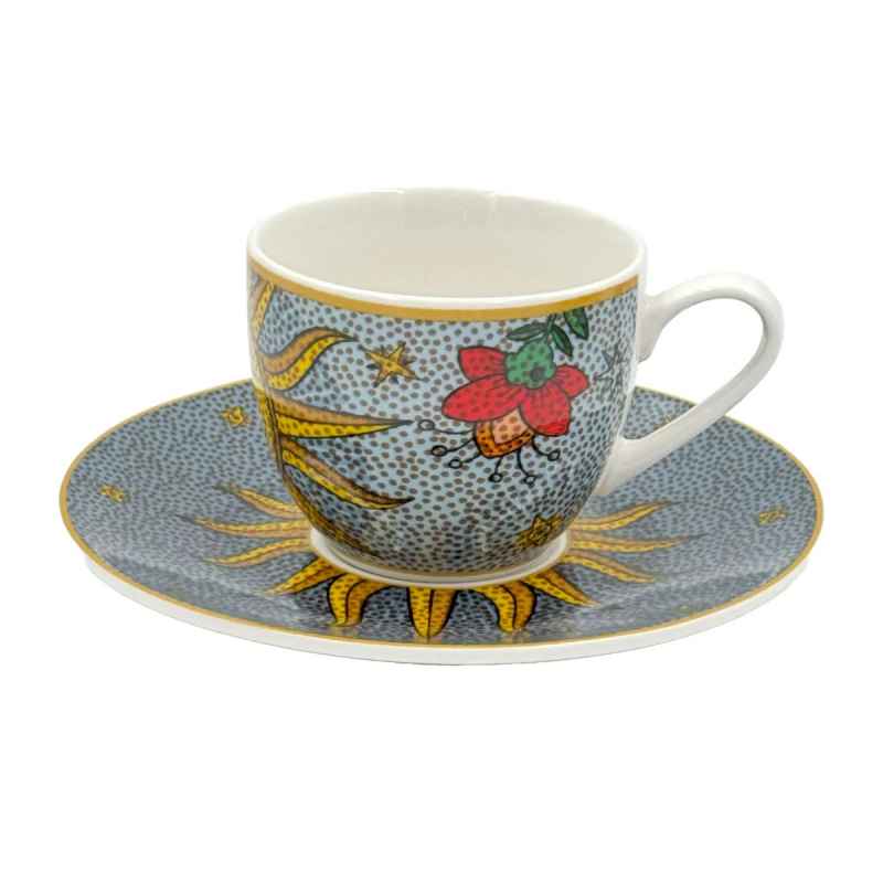 Preview: Espressotassen mit Untertassen 2er Set MIRABILIA 90 ml „Sole & Luna“