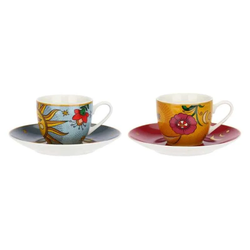 Espressotassen mit Untertassen 6er Set MIRABILIA 90 ml „Sole & Luna“