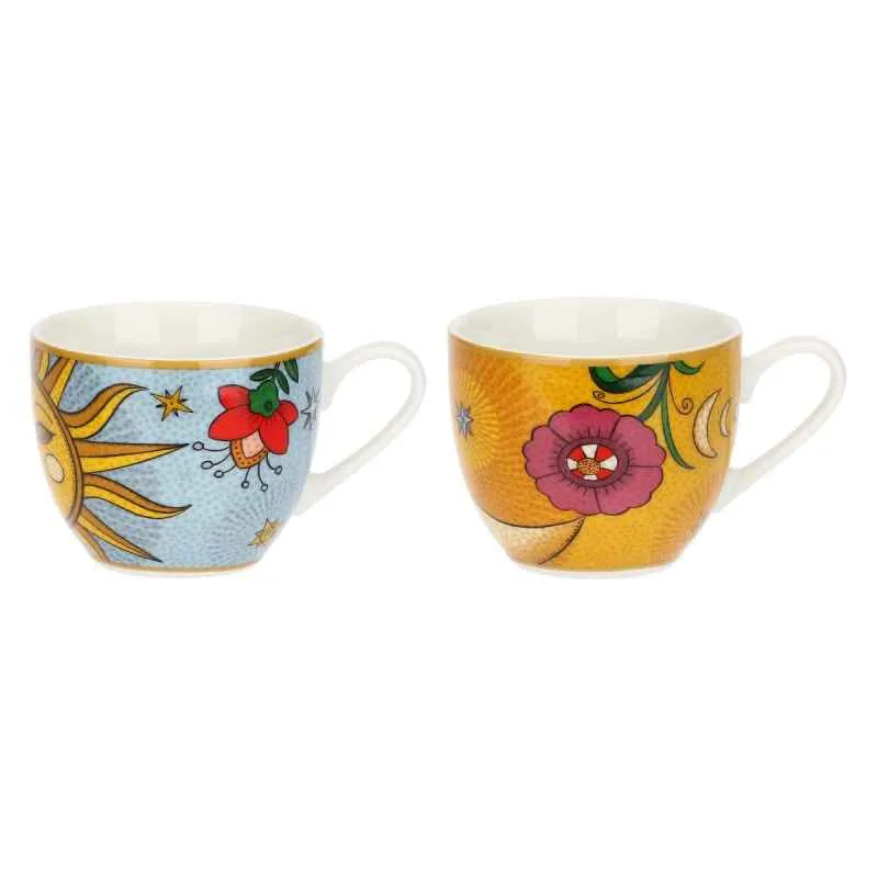 Espressotassen mit Untertassen 6er Set MIRABILIA 90 ml „Sole & Luna“
