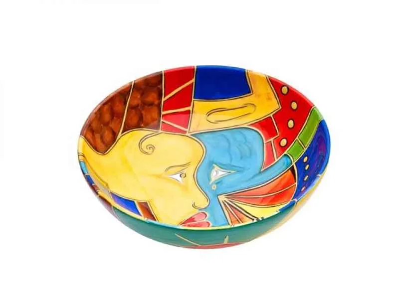 Schale rund 26 cm handbemalt „FACE to FACE“