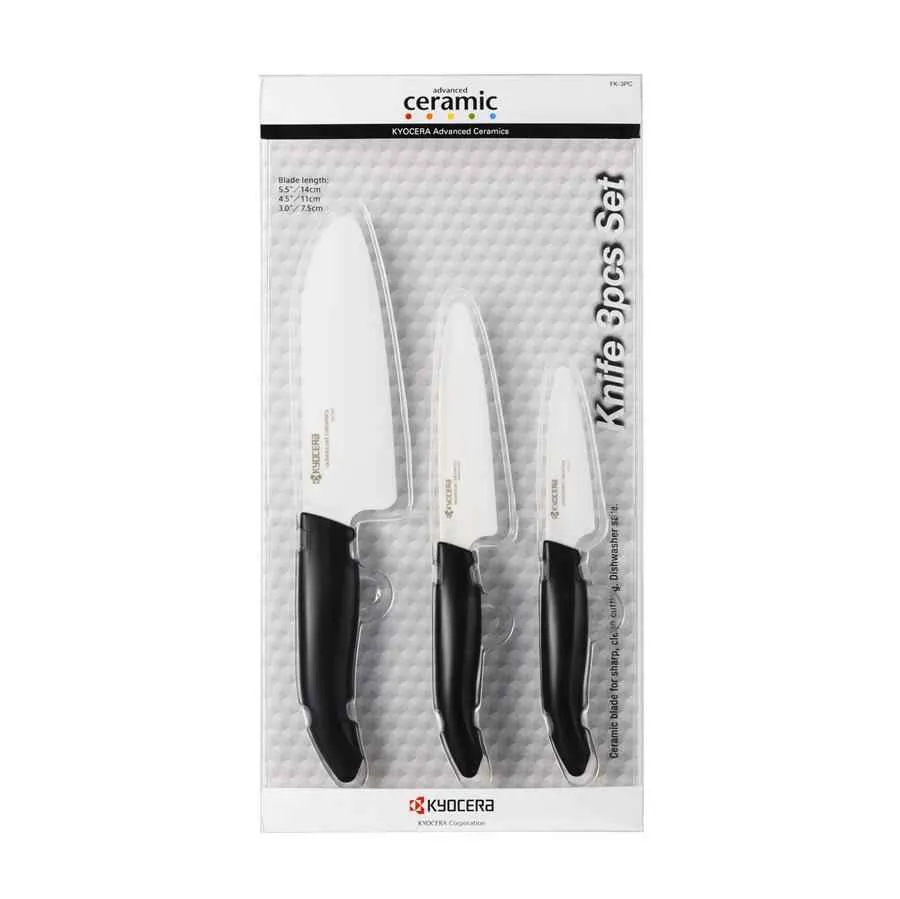 KYOCERA GEN 3er Keramik-Messer-Set (Klingenlänge: 7,5 cm, 11 cm, 14 cm)