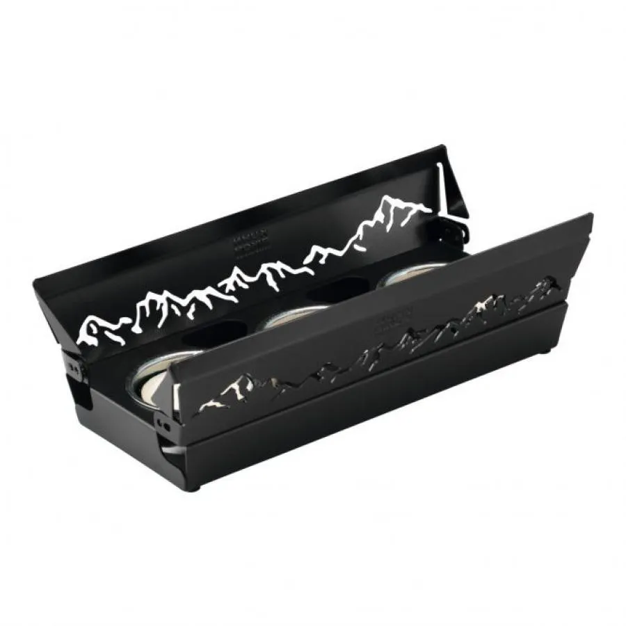 Raclette Set Mini Alpenglühen schwarz mit Schabern und Teelicht