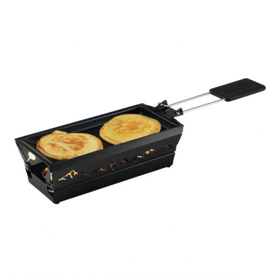 Raclette Set Mini Alpenglühen schwarz mit Schabern und Teelicht