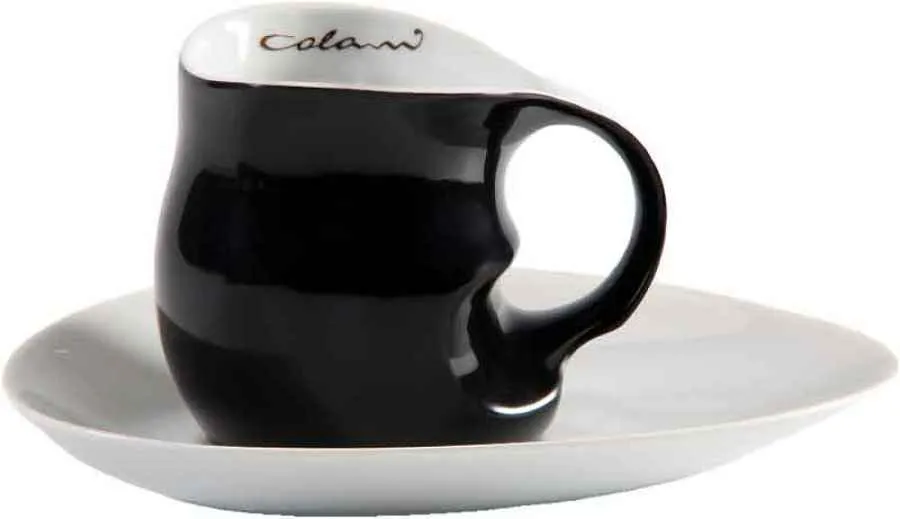 Luigi Colani Porzellan Kaffee Cappuccino Tasse mit Untertasse 2 tlg. schwarz/ weiß