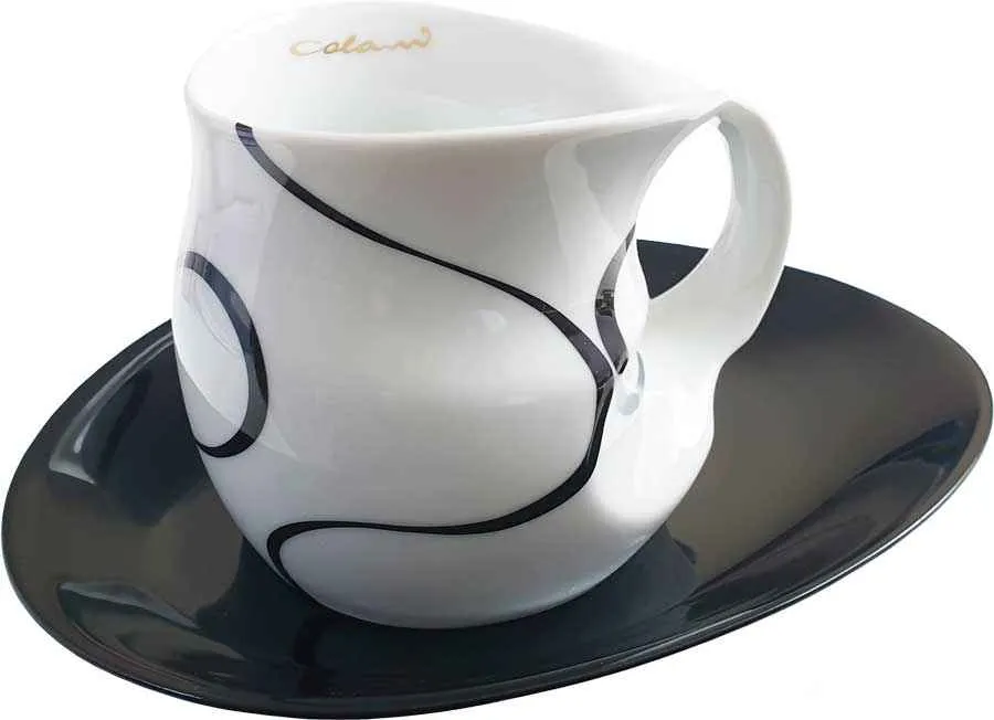 Luigi Colani Porzellan Kaffee - Cappuccino Tasse loop black