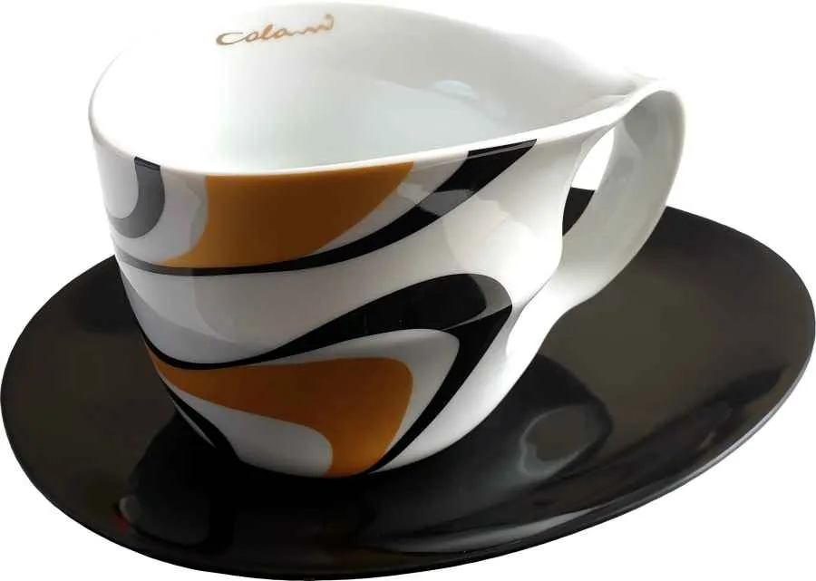 Luigi Colani Porzellan Jumbotasse wave gold black