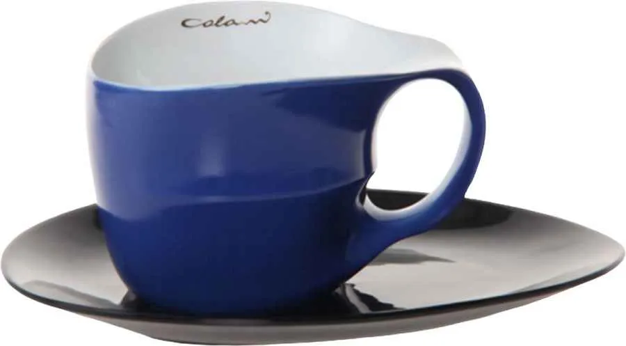 Luigi Colani Porzellan Jumbotasse mit Untertasse 2 tlg. schwarz & blau