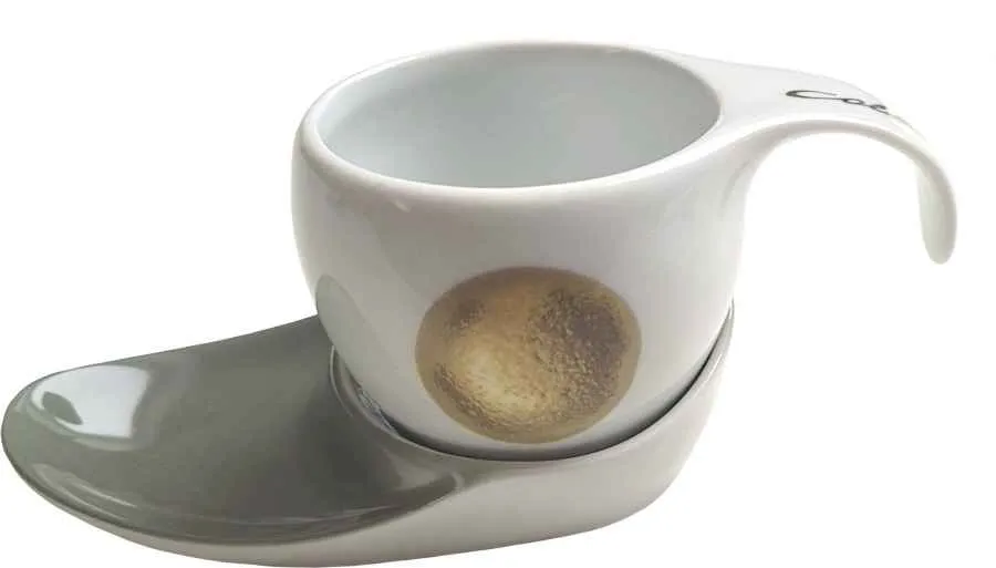 Espressotasse Vision 2tlg Point grey/gold