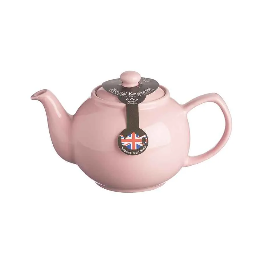 Teekanne 1100 ml Steingut pastell pink, für 6 Tassen