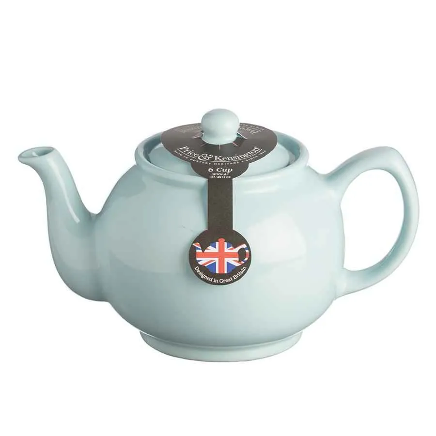 Teekanne 1100 ml Steingut pastell blau, für 6 Tassen