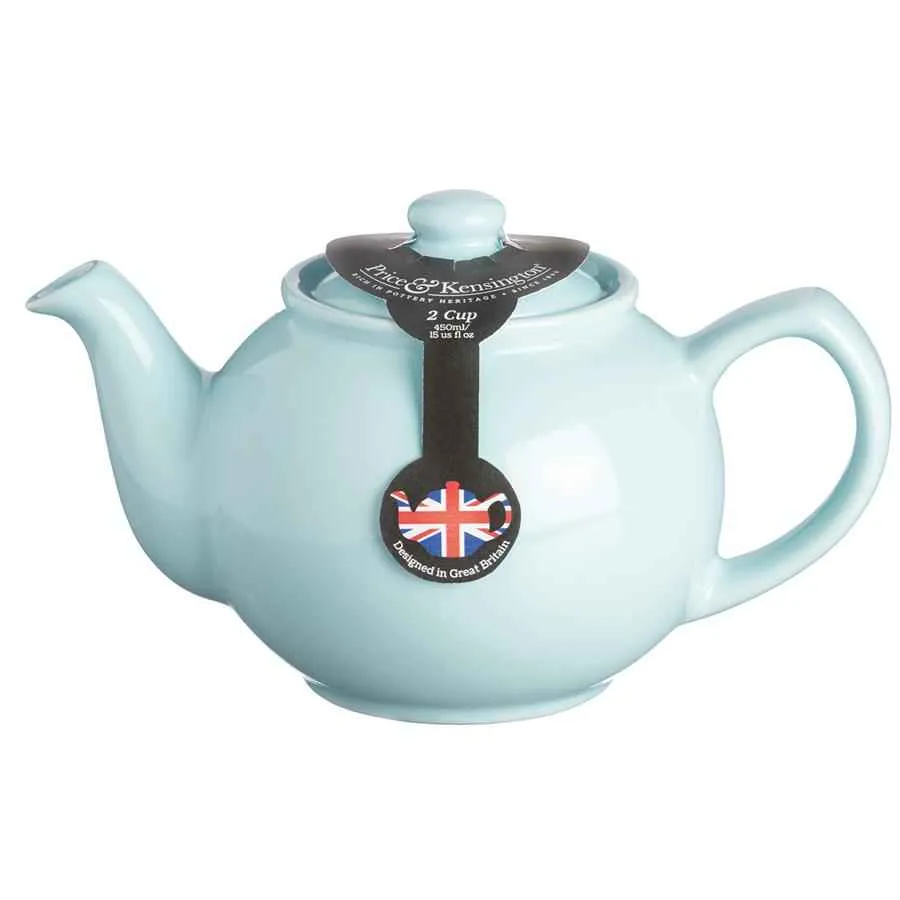 Teekanne 450 ml Steingut pastell blau, für 2 Tassen
