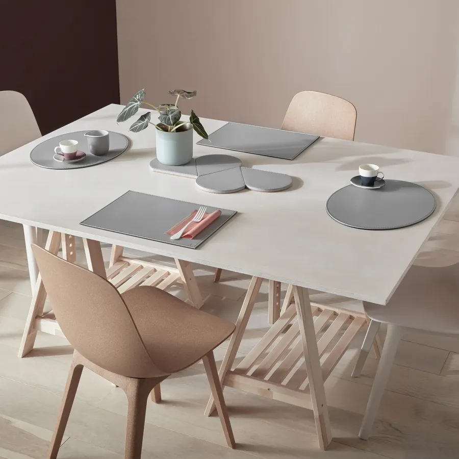 Platzset oval 45 x 34cm grau / schwarz