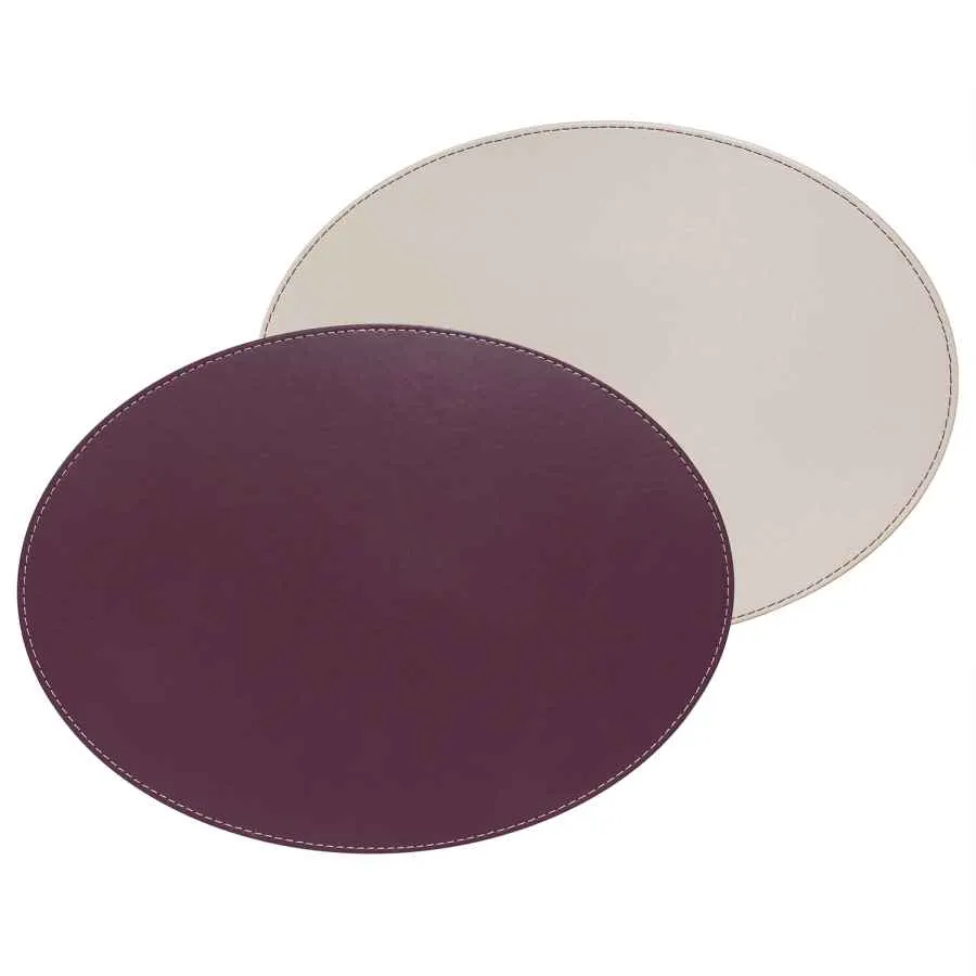 Platzset oval 45 x 34 cm pflaume / elfenbein