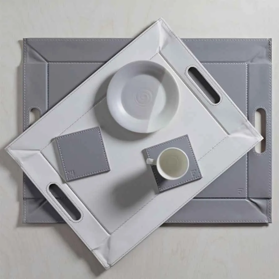 Untersetzer Grau/Weiß, 4er Set
