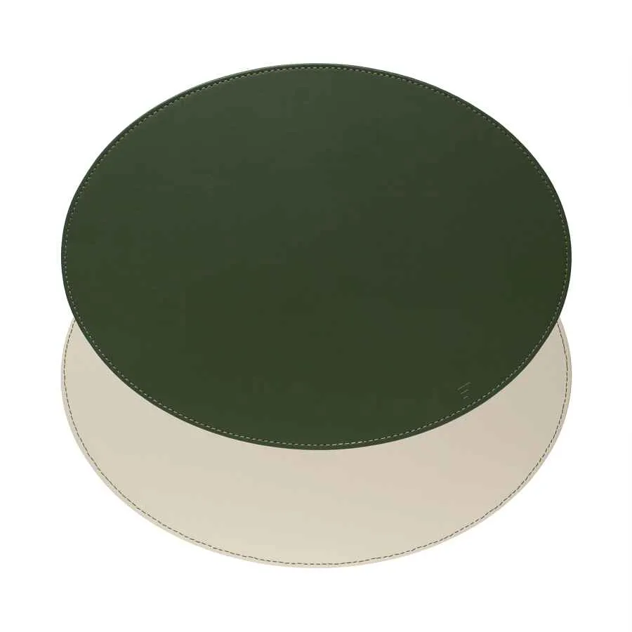 Platzset, Oval, Olivegrün/Elfenbein 45 x 34 cm