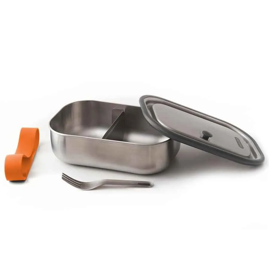 Edelstahl Lunch Box - Orange, 1000 ml, Edelstahl/Silikon, Maße: 20 x 15 x 6,5 cm