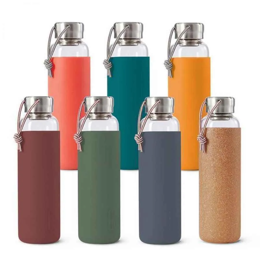 Wasserflasche 600 ml Glas Orange