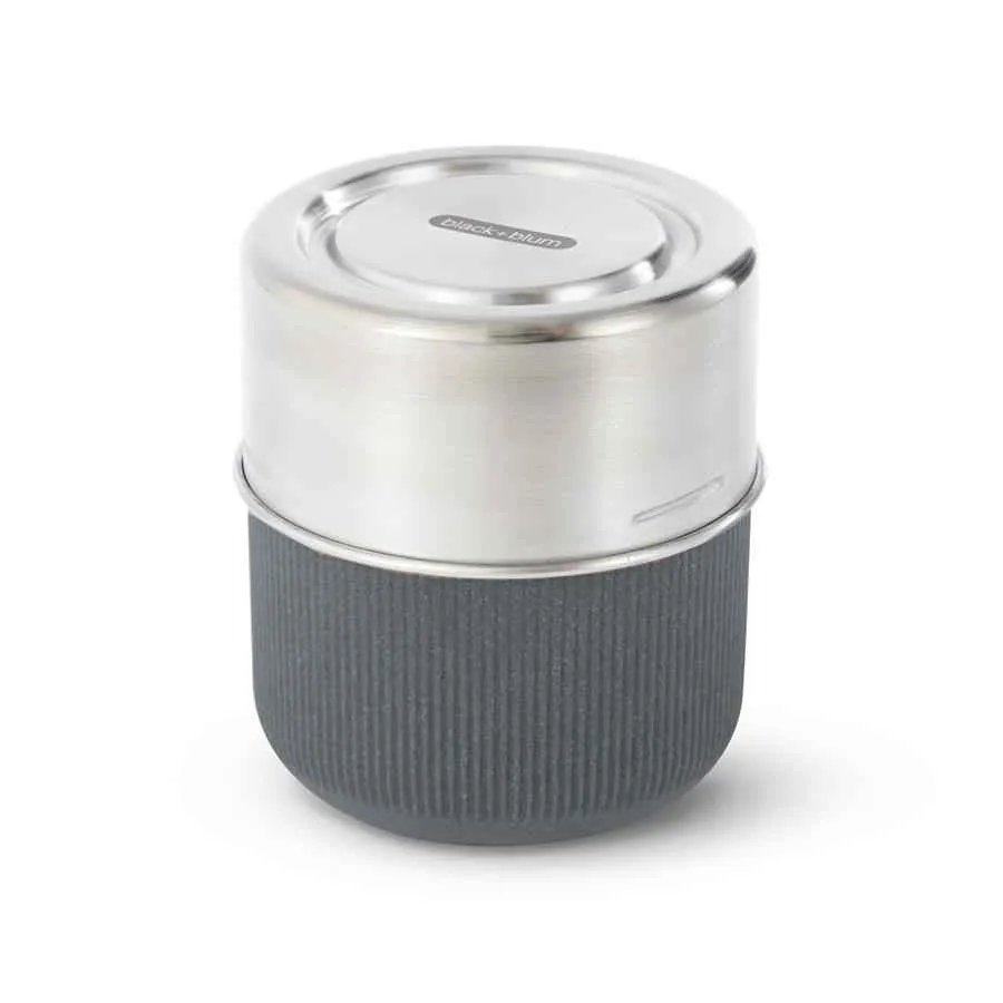 Lunchbecher 450 ml aus Glas mit Schutzhülle, Schiefer