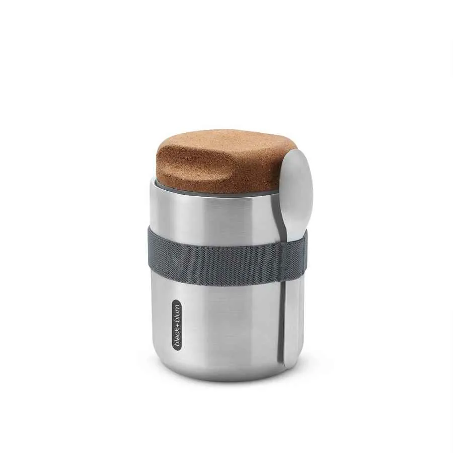 Lunch-Thermo Becher, 550 ml, Edelstahl /Kork, Maße: 10 x 10 x 15,3 cm