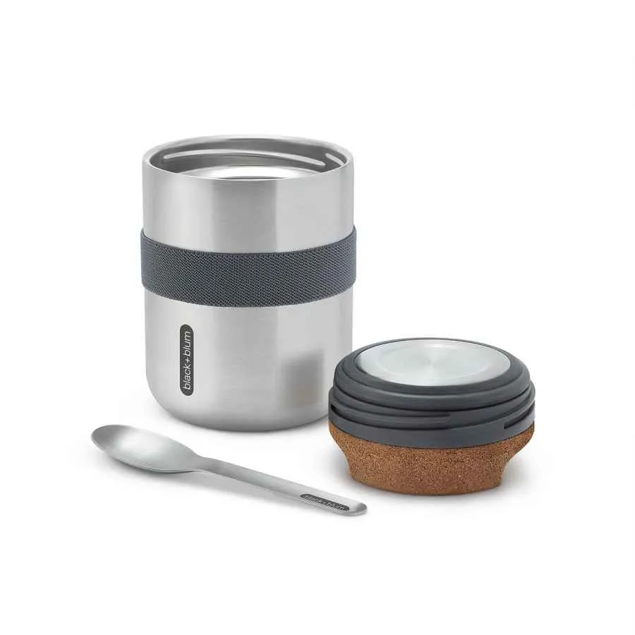 Lunch-Thermo Becher, 550 ml, Edelstahl /Kork, Maße: 10 x 10 x 15,3 cm