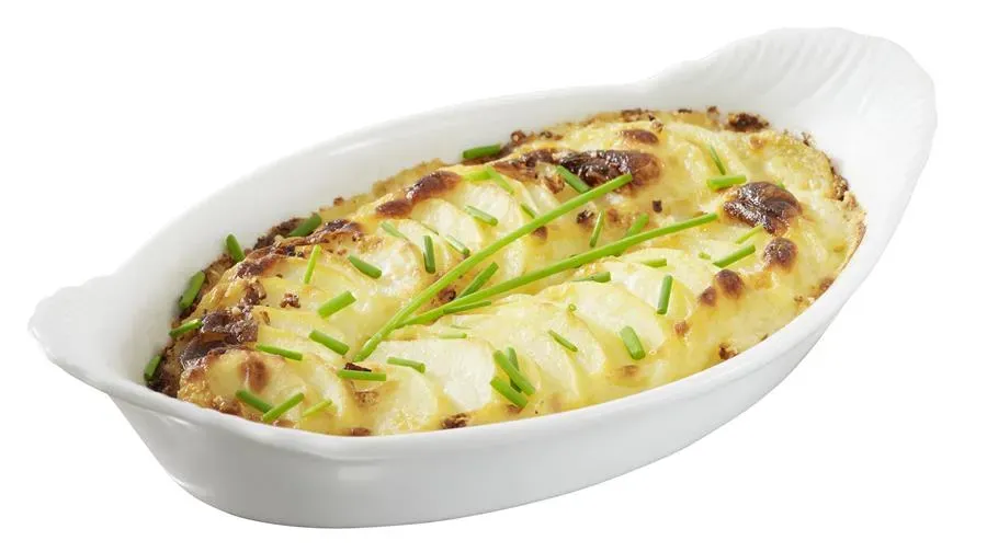 GRATINSCHUESSEL, OVAL, MIT GRIFFEN Weiss 40 cl