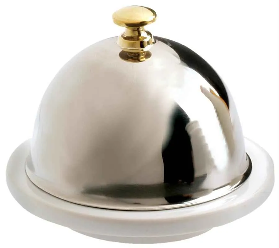 BUTTERTELLER MIT EDELSTAHLDECKEL 9 cm Weiss