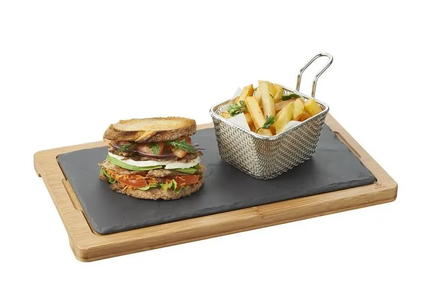 SERVIERPLATTE universal 30 x 16 cm rechteckig schmal Matt schiefer