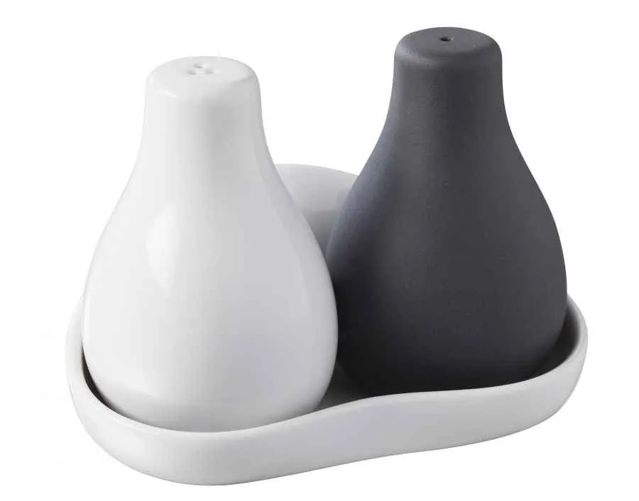 SALZ & PFEFFER AUF TABLETT 3 teilig Weiss + Matt schiefer styl