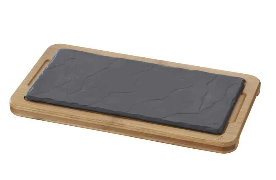 HOLZTABLETT 28,5 x 15 cm FÜR RECHTECKIGE TELLER 25 x12 cm Bambus