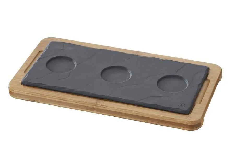 HOLZTABLETT 28,5 x 15 cm FÜR RECHTECKIGE TELLER 25 x12 cm Bambus