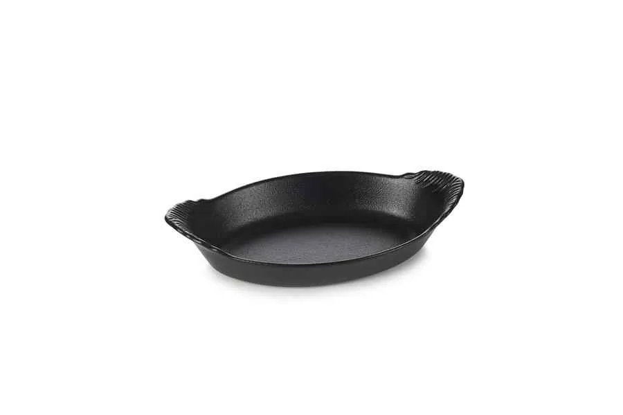 GRATINSCHUESSEL, OVAL, MIT GRIFFEN in gusseisener Optik 20 cl