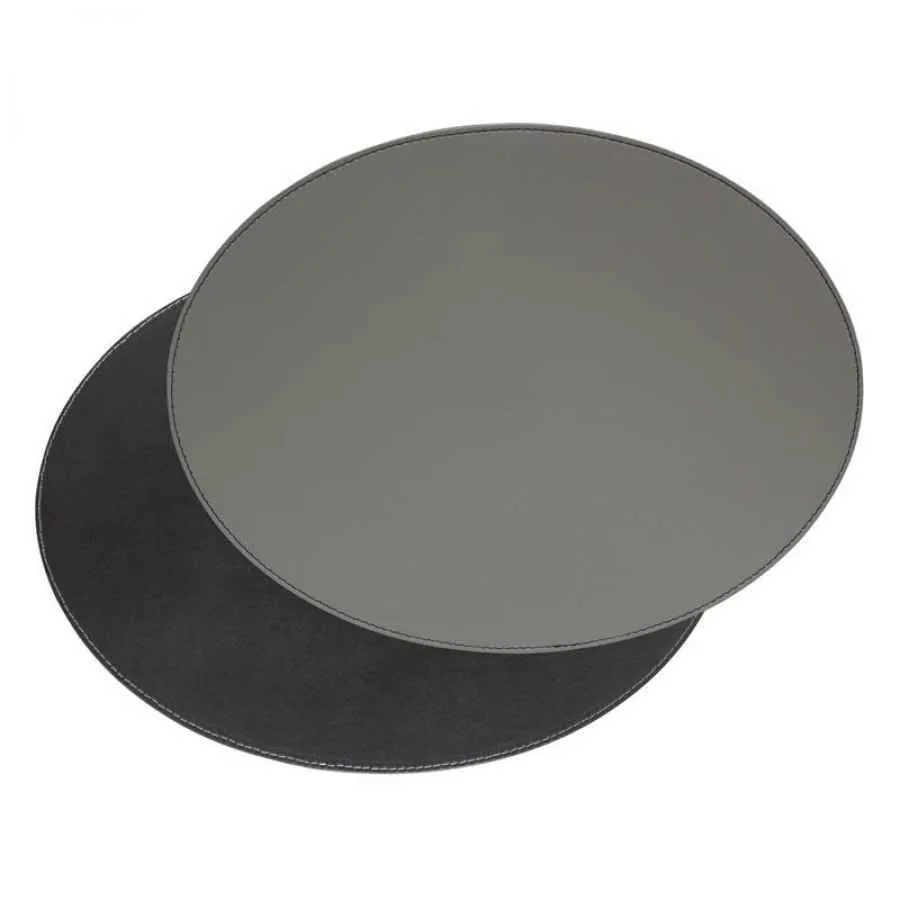 Platzset oval 45 x 34cm grau / schwarz